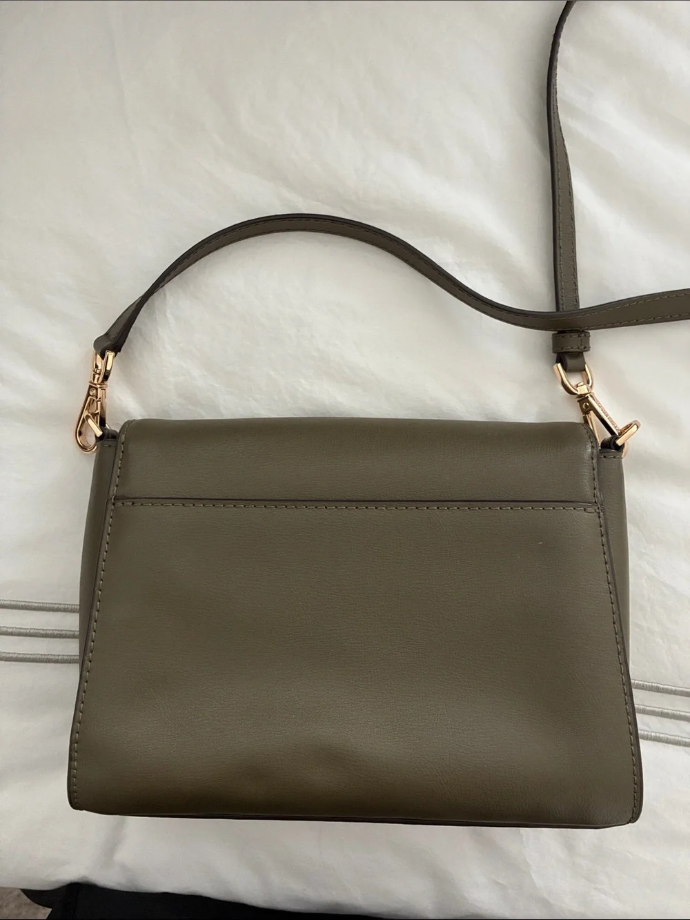 Michael Kors Olive Green Leather Crossbody with Gold Hardware